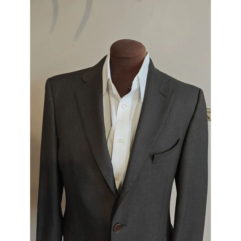Corallo Rosso Mens Super 110s Sport Coat 40R Brown Birdseye Italy 3 Button G805